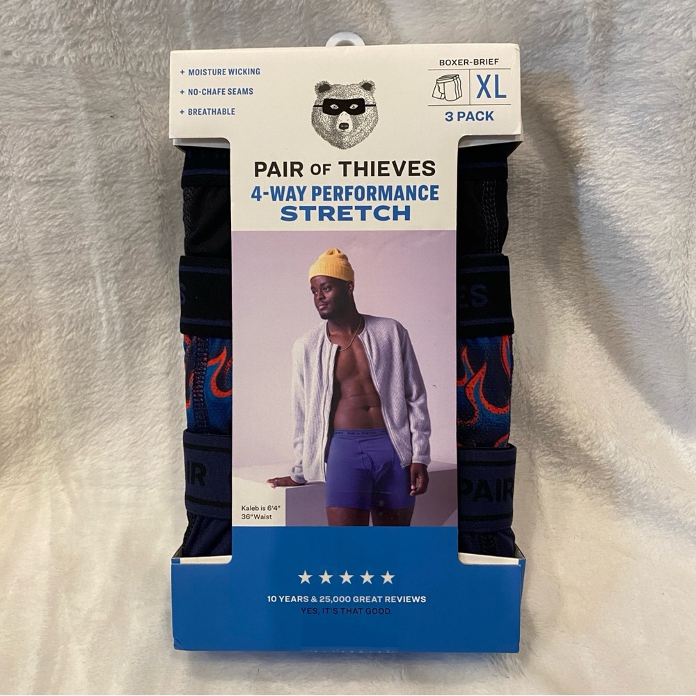 Pair of Thieves 3-pk of 4-way Performance Stretch Boxer Briefs Sz XL38-40" NWT